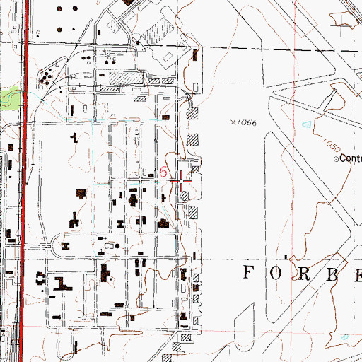 Topographic Map of Metropolitan Topeka Airport Authority Police Department, KS