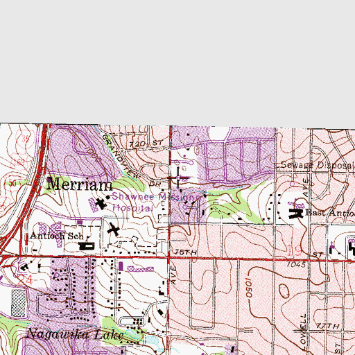 Topographic Map of Shawnee Mission School District Police Department Headquarters, KS