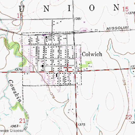 Topographic Map of Colwich Police Department, KS