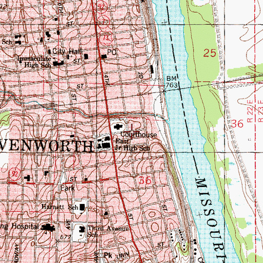Topographic Map of Leavenworth County Sheriff's Office, KS