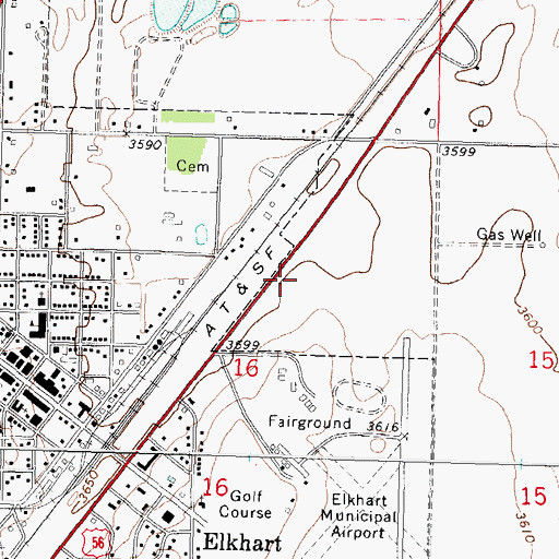 Topographic Map of United States Department of Agriculture National Forest Services Elkhart, KS