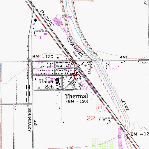 Topographic Map of Thermal, CA