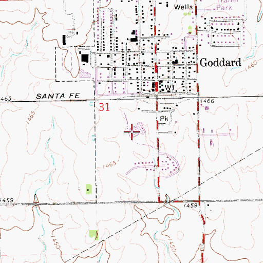 Topographic Map of Goddard United School District 265 Police Department, KS
