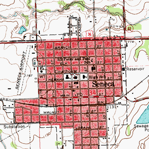 Topographic Map of Kansas Highway Patrol Troop B Nemaha, KS