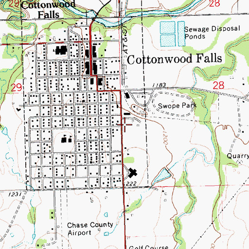 Topographic Map of Chase County Jail, KS
