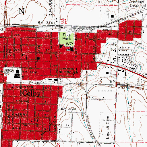 Topographic Map of Thomas County Jail, KS