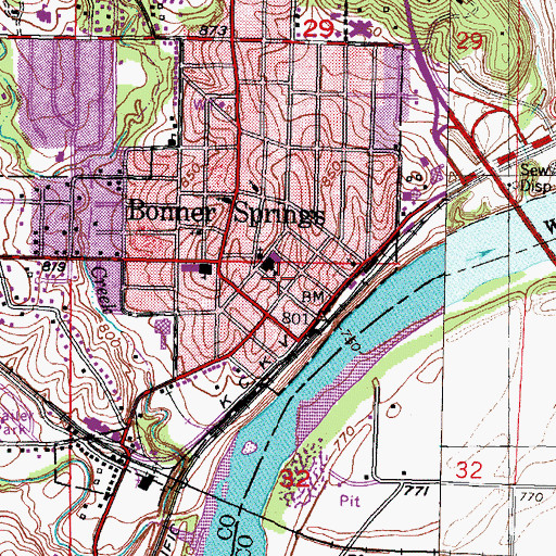 Topographic Map of Bonner Springs City Hall Holding Cell, KS