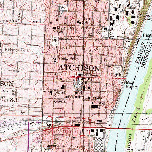 Topographic Map of Atchison County Jail, KS