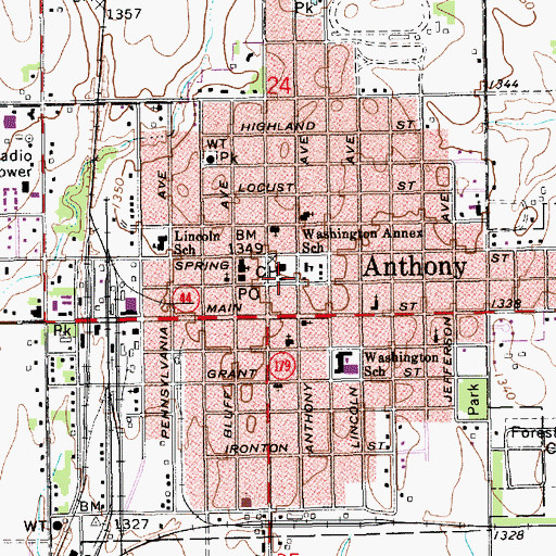 Topographic Map of Harper County Jail, KS