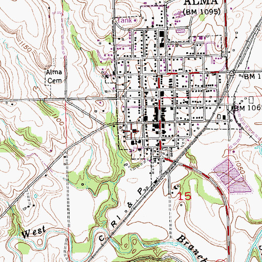 Topographic Map of Wabaunsee County Jail, KS
