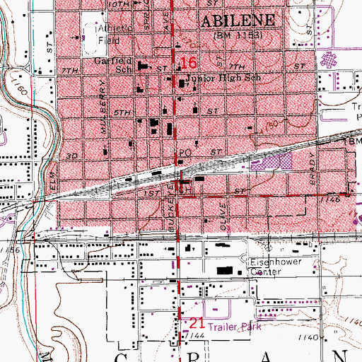 Topographic Map of Dickinson County Jail, KS