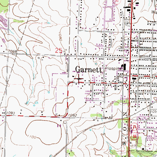 Topographic Map of Anderson County Jail, KS