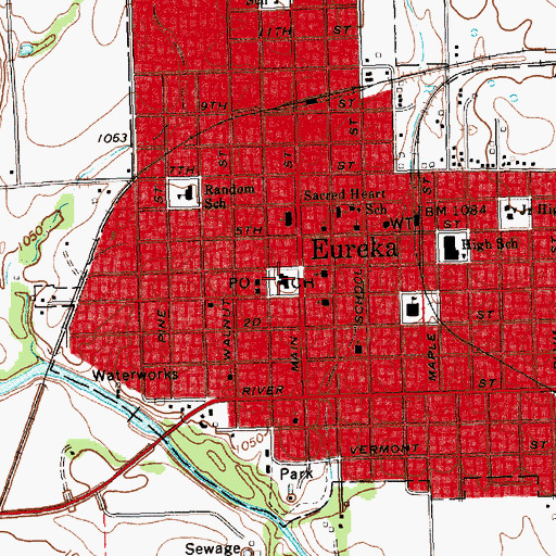 Topographic Map of Greenwood County Jail, KS