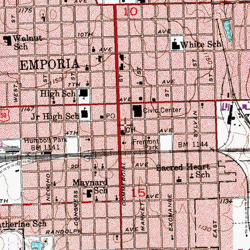 Topographic Map of Lyon County Law Enforcement Center, KS