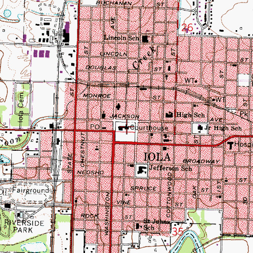 Topographic Map of Allen County Sheriff's Department Correctional Facility, KS