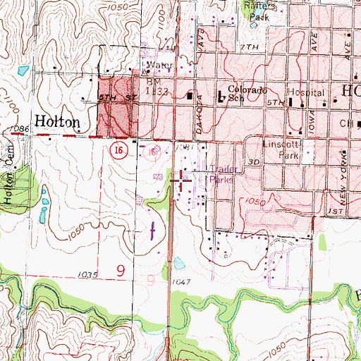 Topographic Map of Jackson County Department of Corrections, KS
