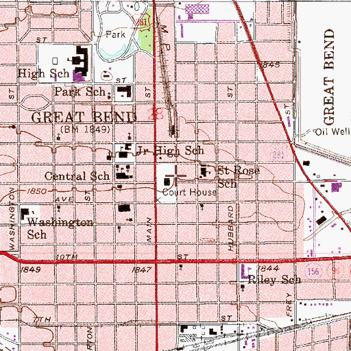 Topographic Map of Barton County Detention Facility, KS