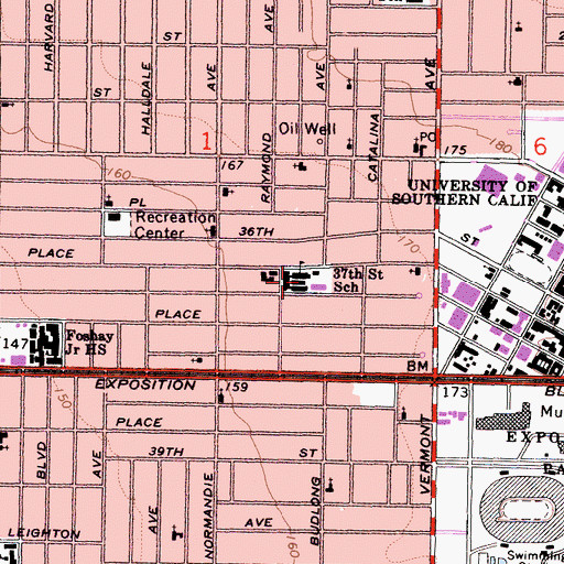 Topographic Map of Lenicia B Weemes Elementary School, CA
