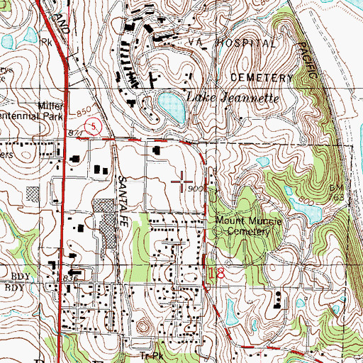 Topographic Map of Leavenworth Detention Center, KS