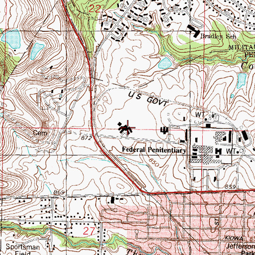 Topographic Map of United States Prison Satellite Camp Leavenworth, KS