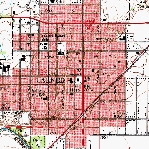 Topographic Map of Pawnee County Jail, KS