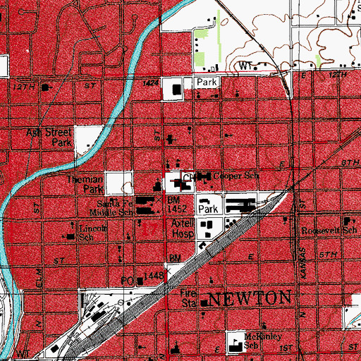 Topographic Map of Harvey County Detention Center, KS