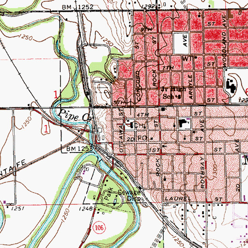 Topographic Map of Ottawa County Detention Center, KS