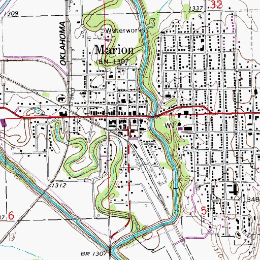 Topographic Map of Marion County Jail, KS