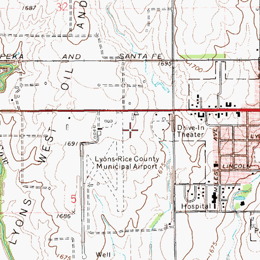 Topographic Map of Rice County Jail, KS