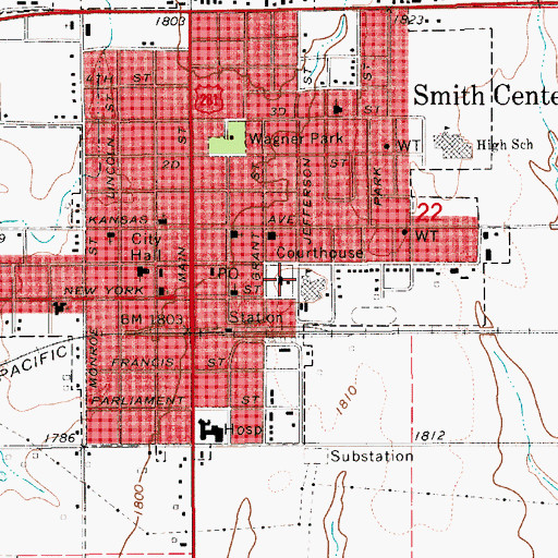 Topographic Map of Smith County Jail, KS