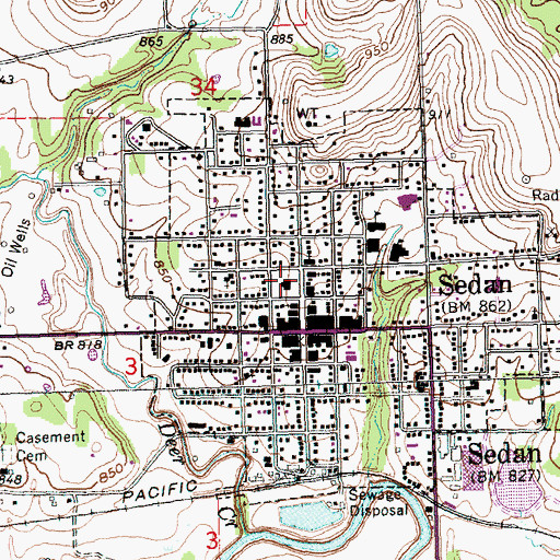 Topographic Map of Chautauqua County Jail, KS