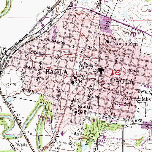 Topographic Map of Miami County Jail, KS