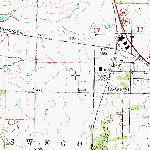 Topographic Map of El Dorado Correctional Facility Southwest Mens Medium Oswego, KS