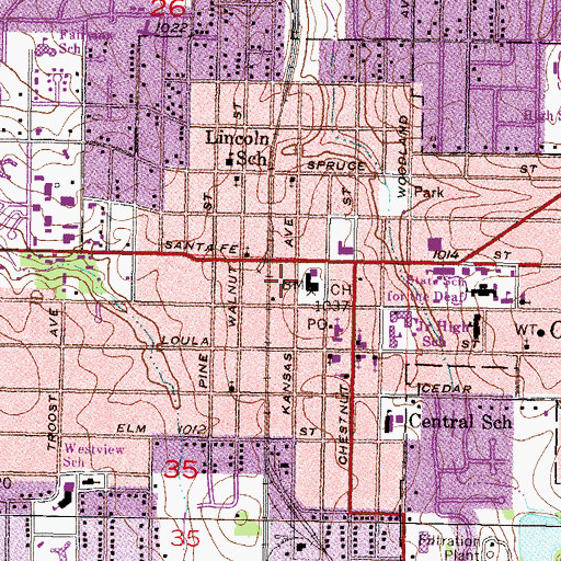 Topographic Map of Johnson County Jail, KS