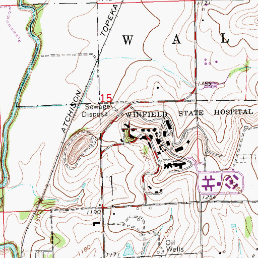 Topographic Map of Winfield Correctional Facility, KS