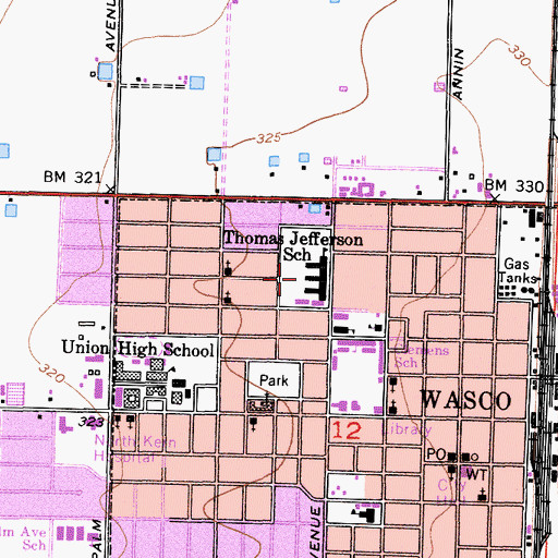 Topographic Map of Thomas Jefferson Elementary School, CA