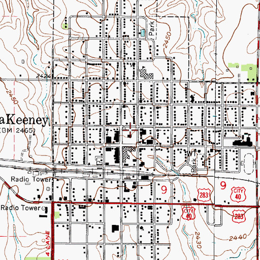 Topographic Map of Trego County Jail, KS