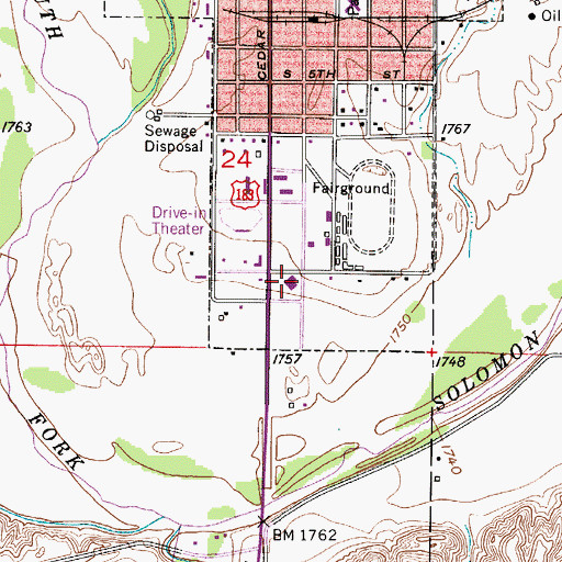Topographic Map of Norton Correctional Facility Stockton, KS