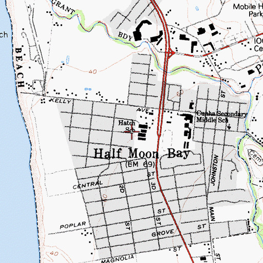 Topographic Map of Pilarcitos High School, CA