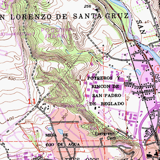 Topographic Map of Georgiana Bruce Kirby Preparatory School, CA