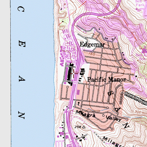 Topographic Map of Ocean Shore Elementary School, CA