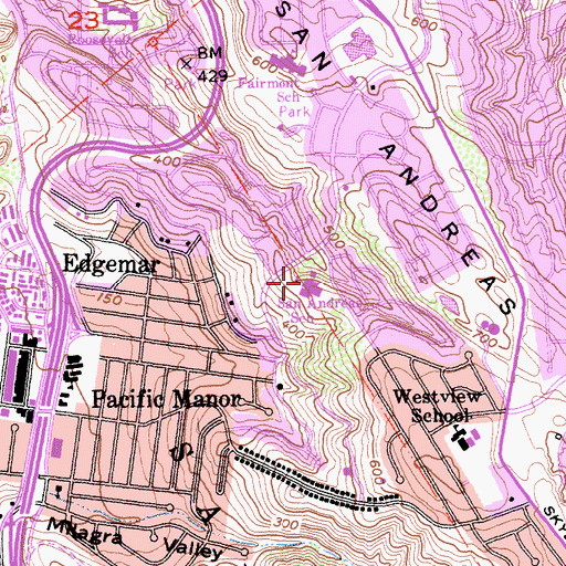 Topographic Map of Sunset Ridge Elementary School, CA