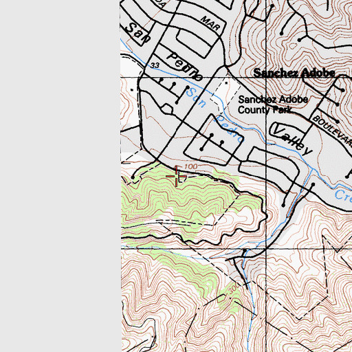 Topographic Map of Montessori School of Linda Mar, CA