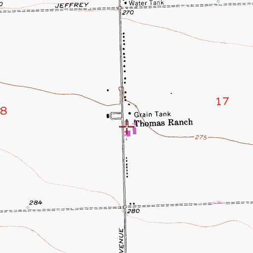 Topographic Map of Thomas Ranch, CA