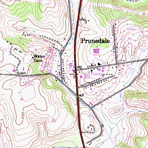 Topographic Map of Central Bay Continuation High School, CA