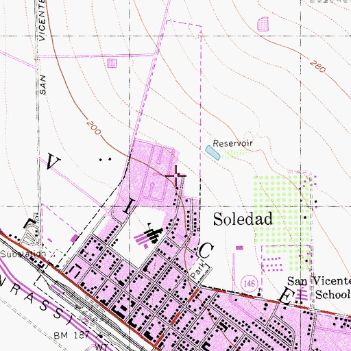 Topographic Map of Soledad Community Education Center, CA