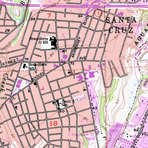 Topographic Map of Santa Cruz Children's School, CA
