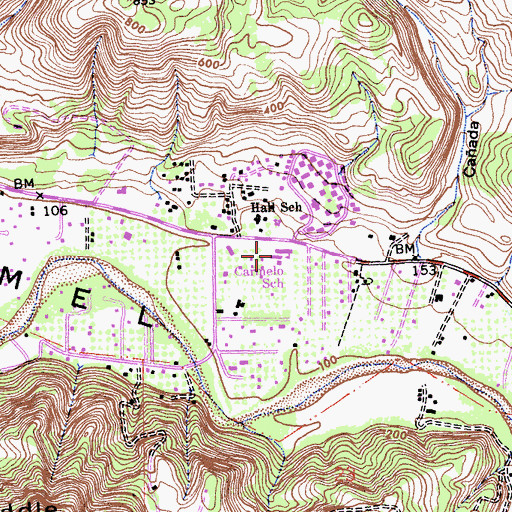 Topographic Map of Potrero Canyon School, CA