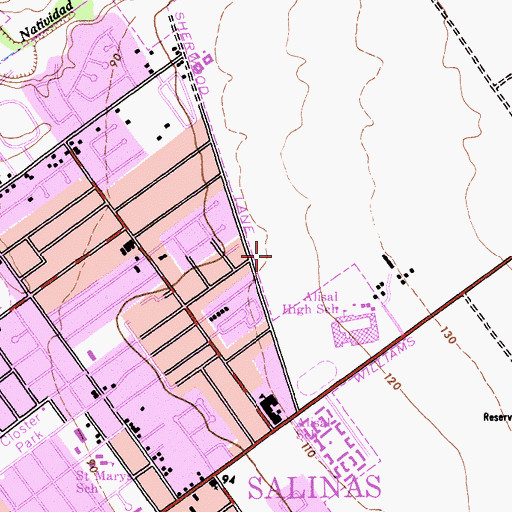Topographic Map of Cesar E Chavez Elementary School, CA
