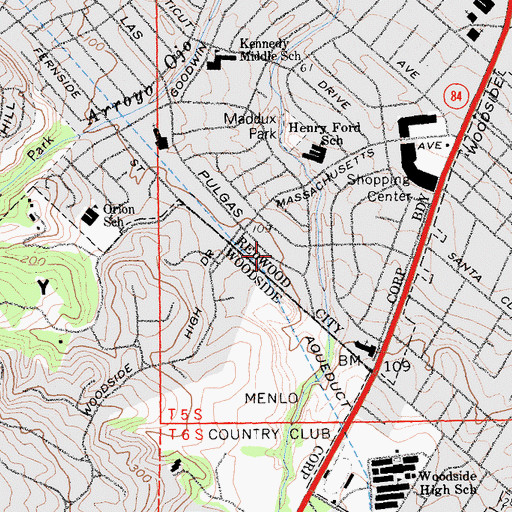 Topographic Map of Greenoaks Montessori School, CA